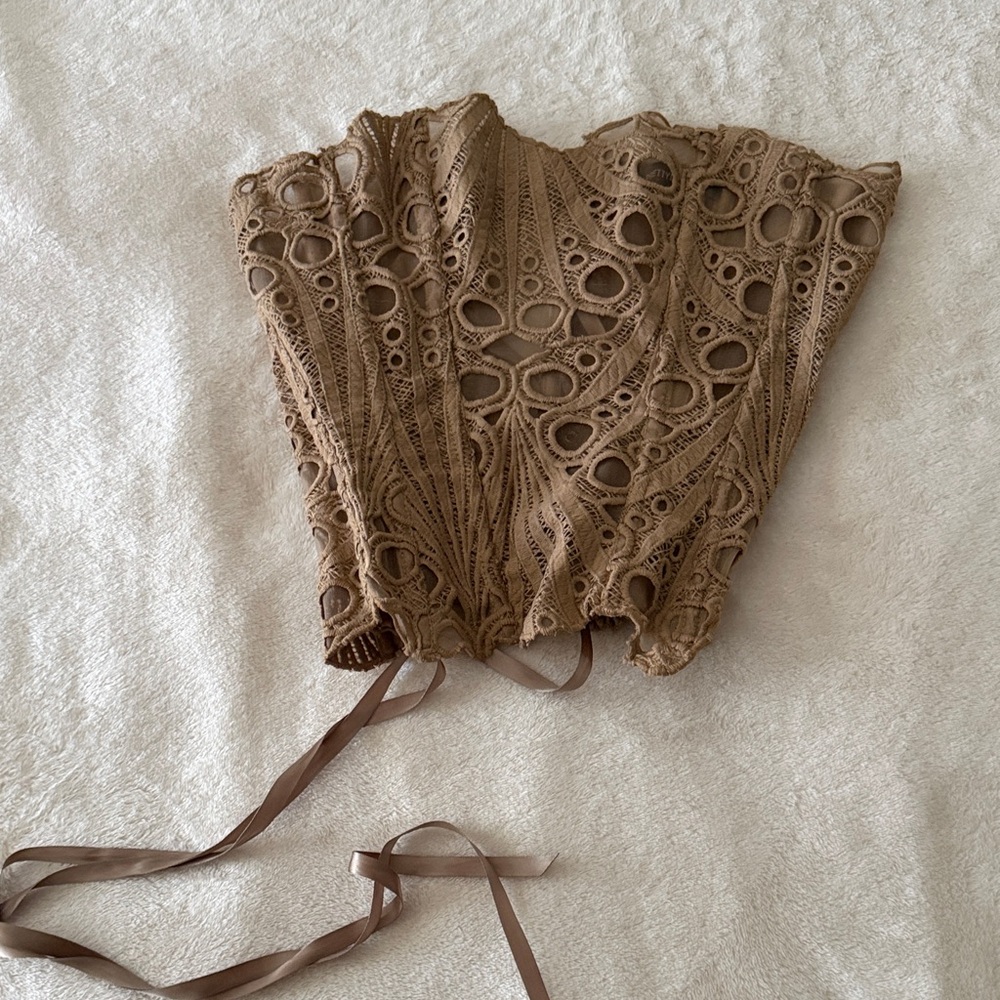 PrettyLittleThing Tan Lace Corset